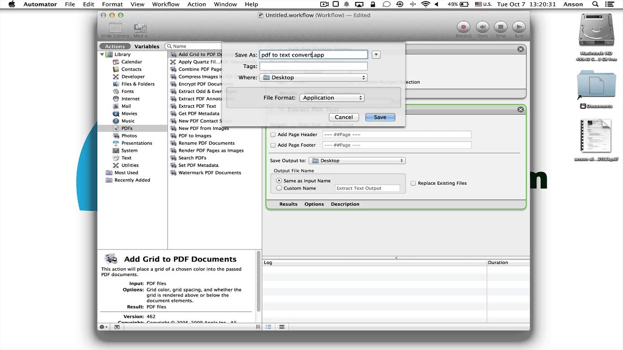 use automator to combine text files mac